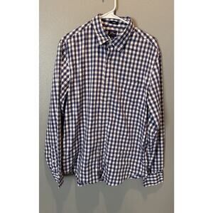 J. Crew Men's Slim Performance Stretch Button Down Blue/White Checker Size L